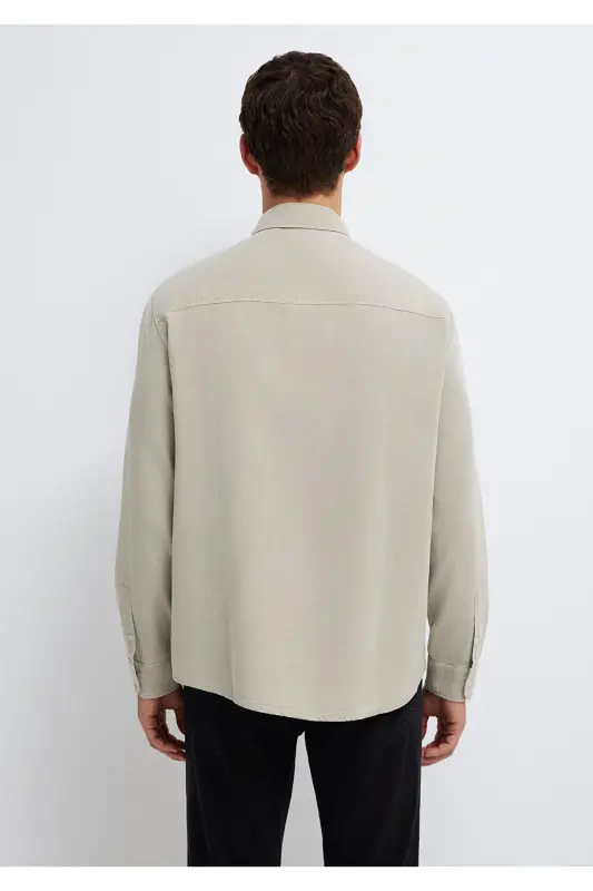 Keten Karışımlı Yeşil Tencel TM Liyosel Gömlek Regular Fit / Normal Kesim 0211482-70333-Yeşil - 6