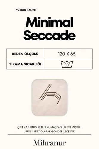 Keten Minimal Kabe İşlemeli Fırfırlı Seccade Çeyiz Bohça Umre ve Hac Hediyelik Namazlık Tesbihli - Fırfırlı - 6