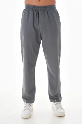 KETEN PANTOLON BELİ LASTİKLİ - GRİ 