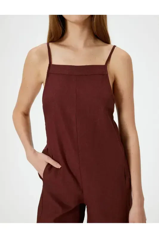 Keten Tulum Kapri Boy Cepli Arkası İnce Askılı - 5