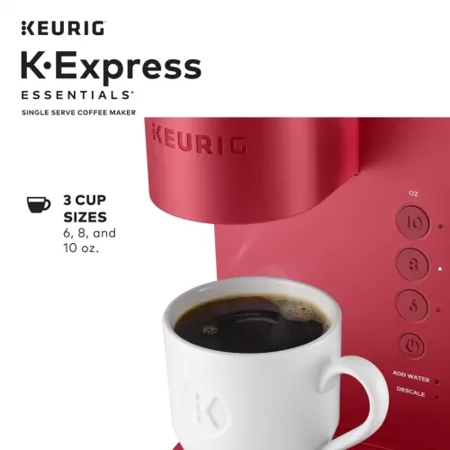 Keurig K-Express Essentials Red, bitta xizmat qiluvchi K-Cup podli qahvaxona mashinasi. - 10