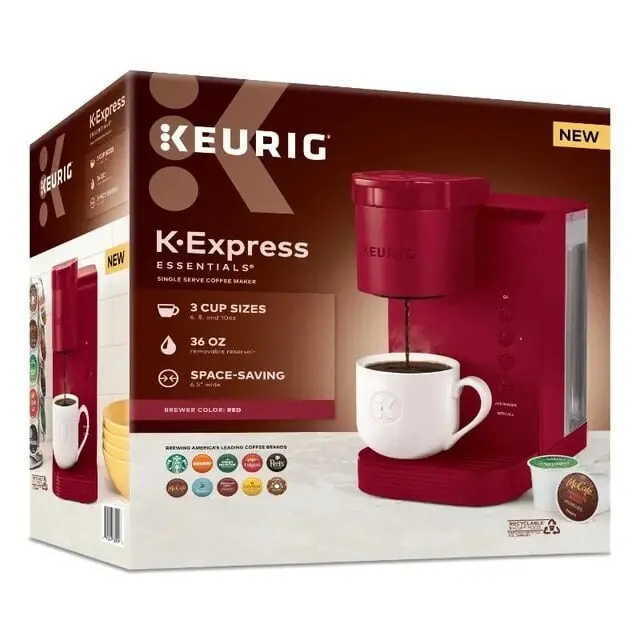 Keurig K-Express Essentials Red, bitta xizmat qiluvchi K-Cup podli qahvaxona mashinasi. - 12