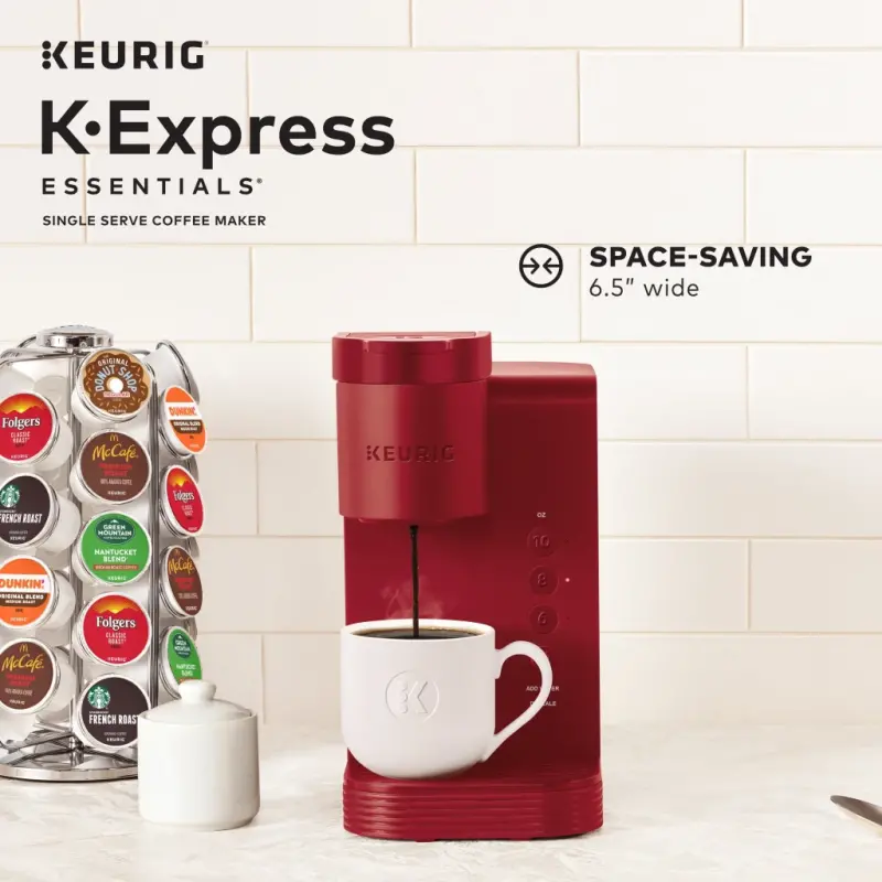 Keurig K-Express Essentials Red, single-serve K-Cup pod coffee maker. - 11