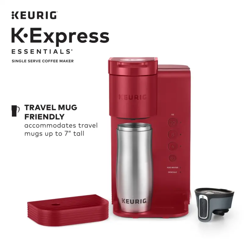 Keurig K-Express Essentials Single-Serve K-Cup Pod Coffee Maker, Red-RED - 6