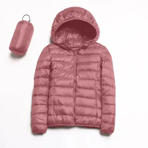 keusn women's packable down jacket lightweight puffer jacket hooded winter coat pink s- - 5