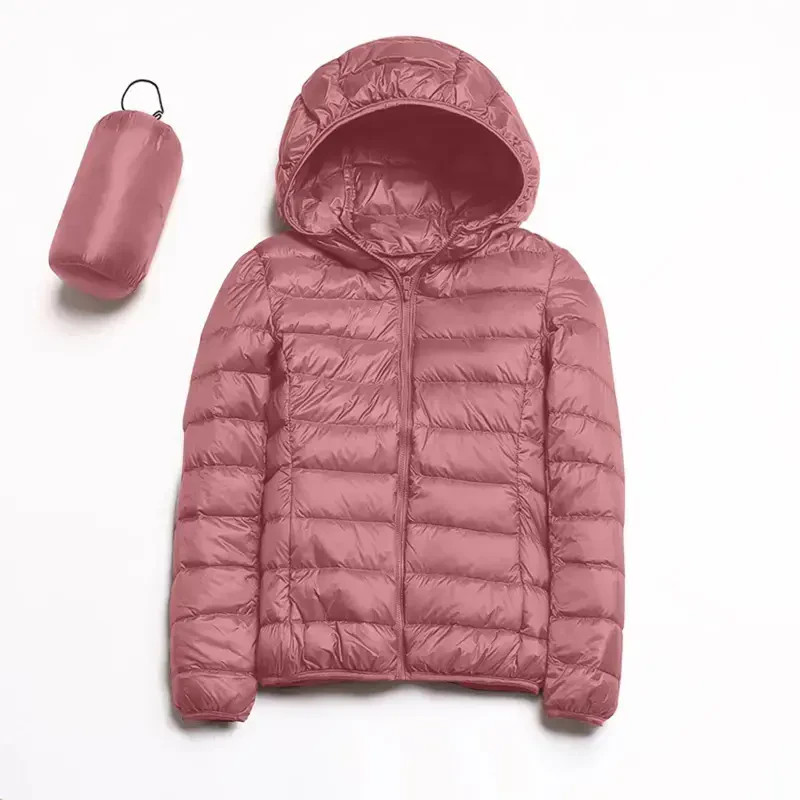 keusn women's packable down jacket lightweight puffer jacket hooded winter coat pink s- - 5