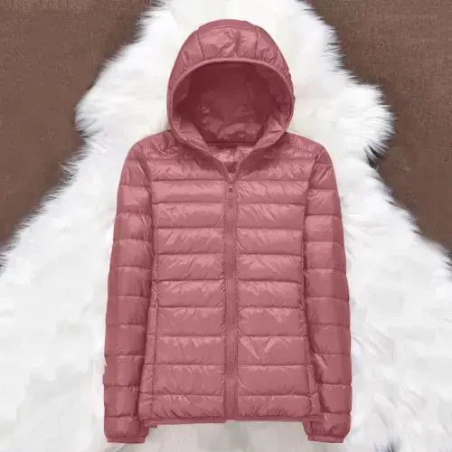 Keusn Women's Packable Down Jacket Lightweight Puffer Jacket Hooded Winter Coat Pink S - 4
