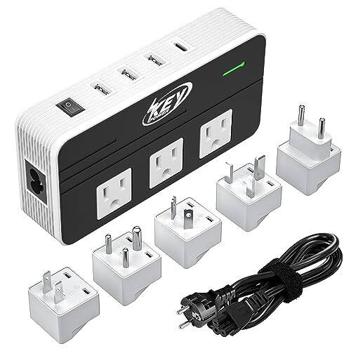 Key Power 230-Watt Step Down 220V to 110V Voltage Converter & International Travel Adapter/Power Converter with USB-C Port 18W - [Use for USA Appliance Overseas in Europe, AU, UK, Ireland, etc.] - 1