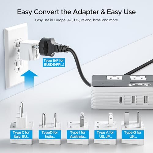 Key Power 230-Watt Step Down 220V to 110V Voltage Converter & International Travel Adapter/Power Converter with USB-C Port 18W - [Use for USA Appliance Overseas in Europe, AU, UK, Ireland, etc.] - 4