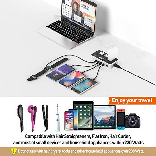 Key Power 230-Watt Step Down 220V to 110V Voltage Converter & International Travel Adapter/Power Converter with USB-C Port 18W - [Use for USA Appliance Overseas in Europe, AU, UK, Ireland, etc.] - 7