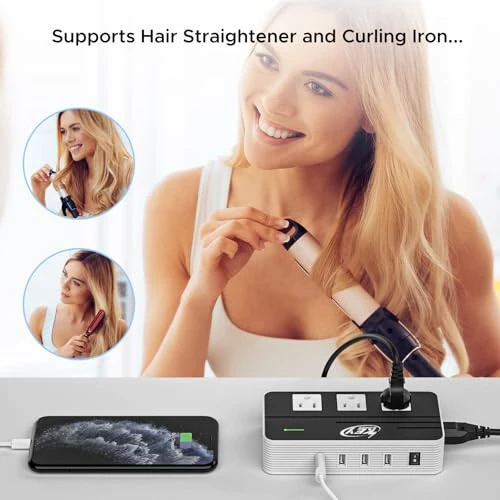 Key Power 230-Watt Step Down 220V to 110V Voltage Converter & International Travel Adapter/Power Converter with USB-C Port 18W - [Use for USA Appliance Overseas in Europe, AU, UK, Ireland, etc.] - 6