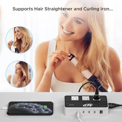 Key Power 230-Watt Step Down 220V to 110V Voltage Converter & International Travel Adapter/Power Converter with USB-C Port 18W - [Use for USA Appliance Overseas in Europe, AU, UK, Ireland, etc.] - 6