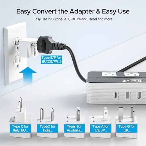 Key Power 230-Watt Step Down 220V to 110V Voltage Converter & International Travel Adapter/Power Converter with USB-C Port 18W - [Use for USA Appliance Overseas in Europe, AU, UK, Ireland, etc.] - KEY POWER (1)