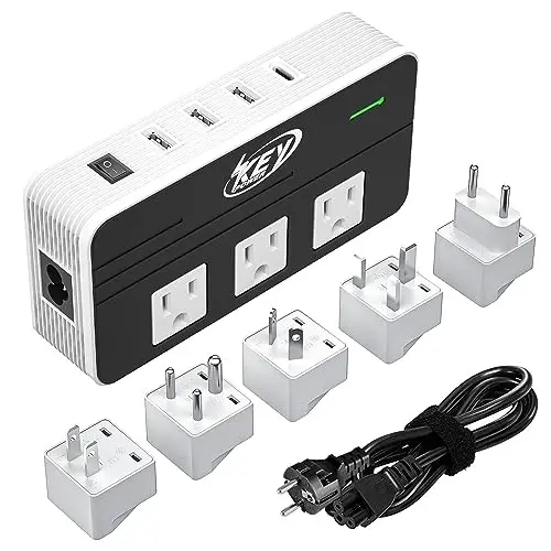 Key Power 230-Watt Step Down 220V to 110V Voltage Converter & International Travel Adapter/Power Converter with USB-C Port 18W - [Use for USA Appliance Overseas in Europe, AU, UK, Ireland, etc.] - 5
