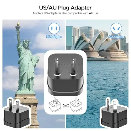 Key Power Converter, 220V to 110V, Step Down Voltage Converter & Power Adapter, International Travel, USB-C & USB-A, Type E/F/I/A/G/D, 230-Watt, Grey - 6