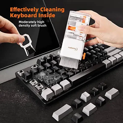 Keyboard Cleaner Laptop Cleaning Kit, All-in-One Keyboard Cleaning Kit, Laptop Cleaner Tool for MacBook iPad iPhone Computer, Portable Electronics Brush Tool for Tablet PC Camera Lens Earbuds Monitor - 3