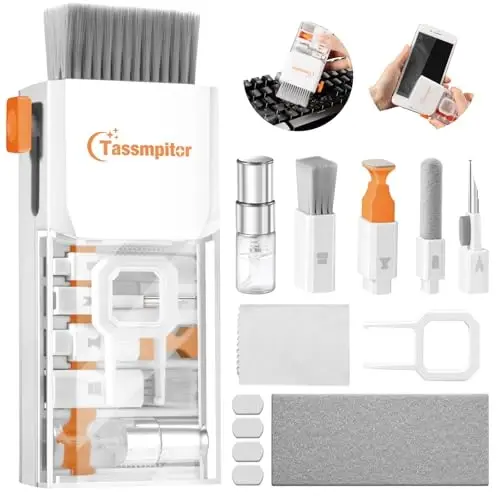 Keyboard Cleaner Laptop Cleaning Kit, All-in-One Keyboard Cleaning Kit, Laptop Cleaner Tool for MacBook iPad iPhone Computer, Portable Electronics Brush Tool for Tablet PC Camera Lens Earbuds Monitor - TASSMPITOR