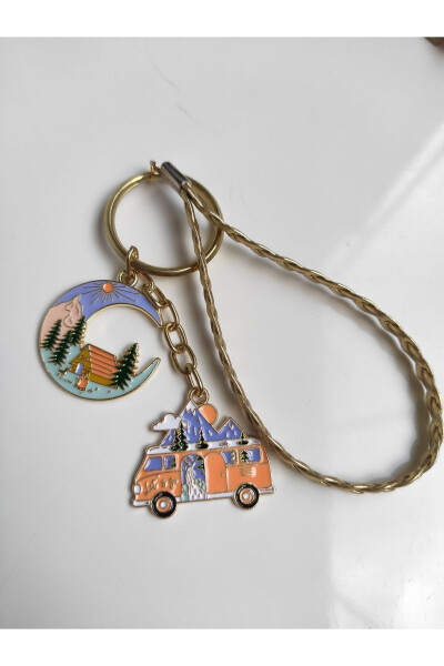 Keychain with Leather Accessories for Campers and Nature Lovers - 9