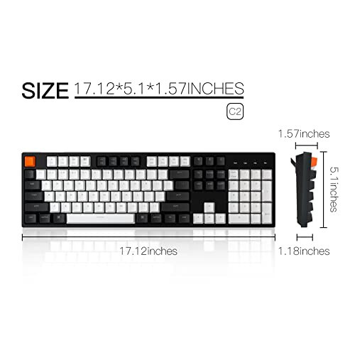 Keychron C2 Tam Boylu Kablolu Mekanik Klavye (Mac Uyumluluğu), Sıcak Değişimli, Gateron G Pro Kahverengi Anahtar, RGB Arka Aydınlatma, 104 Tuş ABS Tuş Kapakları Oyun Klavyesi (Windows Uyumluluğu), USB-C Tipi-C Örgülü Kablo - 7