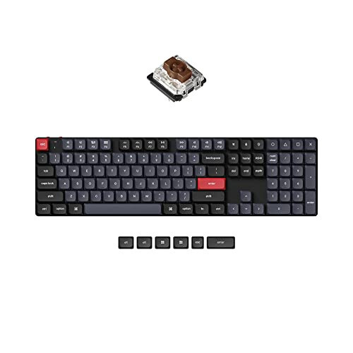 Keychron K5 Pro Hot-swappable Ultra-Slim Custom Mechanical Keyboard, RGB Full Size QMK/VIA Programmable Wireless Bluetooth/USB Wired Keyboard for Mac Windows Linux - Low Profile Gateron Brown Switch - 1