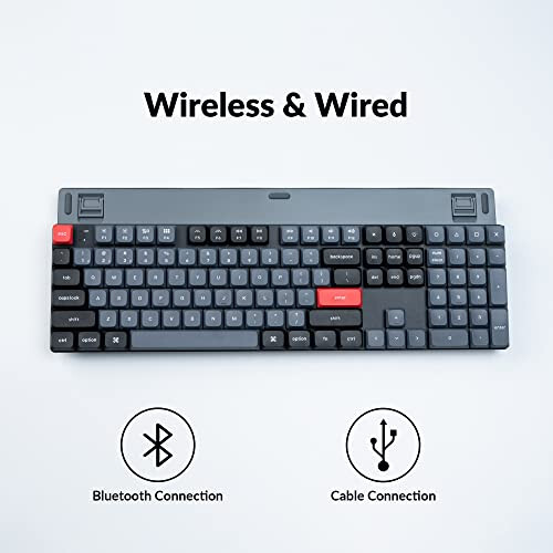 Keychron K5 Pro Hot-swappable Ultra-Slim Custom Mechanical Keyboard, RGB Full Size QMK/VIA Programmable Wireless Bluetooth/USB Wired Keyboard for Mac Windows Linux - Low Profile Gateron Brown Switch - 4