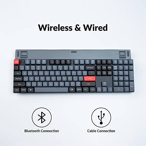 Keychron K5 Pro Hot-swappable Ultra-Slim Custom Mechanical Keyboard, RGB Full Size QMK/VIA Programmable Wireless Bluetooth/USB Wired Keyboard for Mac Windows Linux - Low Profile Gateron Red Switch - 4