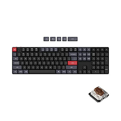 Keychron K5 Pro QMK/VIA Ultra-İnce Kablosuz Bluetooth/Kablolu USB Özel Mekanik Klavye, 108 Tuş Programlanabilir Makro RGB Arkaplan Aydınlatması PBT Tuş Kapakları Düşük Profilli Gateron Kahverengi Anahtar Mac Windows Linux İçin - 1