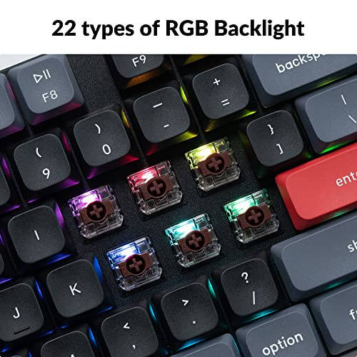 Keychron K5 Pro QMK/VIA Ultra-İnce Kablosuz Bluetooth/Kablolu USB Özel Mekanik Klavye, 108 Tuş Programlanabilir Makro RGB Arkaplan Aydınlatması PBT Tuş Kapakları Düşük Profilli Gateron Kahverengi Anahtar Mac Windows Linux İçin - 5