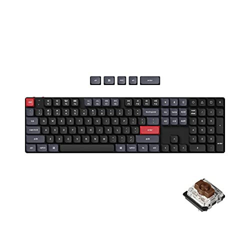 Keychron K5 Pro QMK/VIA Ultra-İnce Kablosuz Mekanik Klavye, 108 Tuş Özelleştirilebilir Programlanabilir Kablolu Klavye, Düşük Profilli Gateron Kahverengi Anahtar, Beyaz LED Arka Aydınlatmalı PBT Tuş Kapakları, Mac Windows Linux İçin - 1