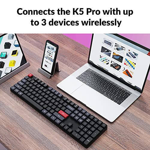 Keychron K5 Pro QMK/VIA Ultra-İnce Kablosuz Mekanik Klavye, 108 Tuş Özelleştirilebilir Programlanabilir Kablolu Klavye, Düşük Profilli Gateron Kahverengi Anahtar, Beyaz LED Arka Aydınlatmalı PBT Tuş Kapakları, Mac Windows Linux İçin - 5