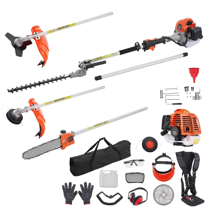 KFFKFF 26CC 5-in-1 Versatile Gardening Tools, Gas-Powered Hedge Trimmer, Grass Cutter, Line Trimmer, Edger, and Pole Saw with Extendable Shaft-26CCHIGH - 2