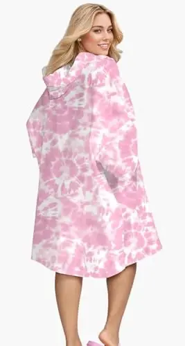 KFUBUO Surf Poncho Changing Towel Swim Robe with Pocket Plus Size Terry Cloth Swim Cover Up for Women Towel Poncho Hoodie - 2