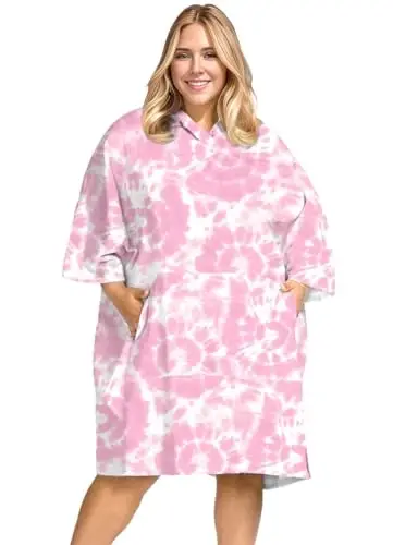 KFUBUO Surf Poncho Changing Towel Swim Robe with Pocket Plus Size Terry Cloth Swim Cover Up for Women Towel Poncho Hoodie - 3
