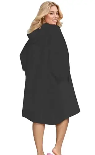 KFUBUO Surf Poncho Changing Towel Swim Robe with Pocket Plus Size Terry Cloth Swim Cover Up for Women Towel Poncho Hoodie - 3