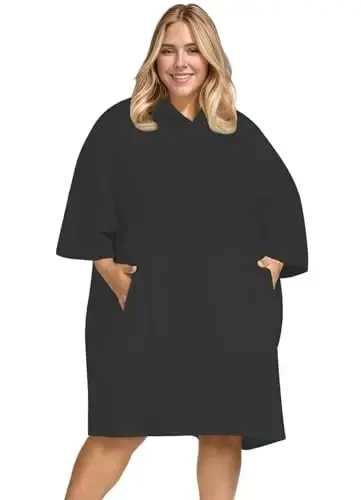 KFUBUO Surf Poncho Changing Towel Swim Robe with Pocket Plus Size Terry Cloth Swim Cover Up for Women Towel Poncho Hoodie - 4