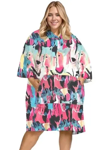 KFUBUO Surf Poncho Changing Towel Swim Robe with Pocket Plus Size Terry Cloth Swim Cover Up for Women Towel Poncho Hoodie - 3