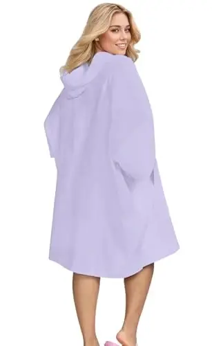 KFUBUO Surf Poncho Changing Towel Swim Robe with Pocket Plus Size Terry Cloth Swim Cover Up for Women Towel Poncho Hoodie - 2