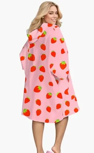 KFUBUO Surf Poncho Changing Towel Swim Robe with Pocket Plus Size Terry Cloth Swim Cover Up for Women Towel Poncho Hoodie - 2