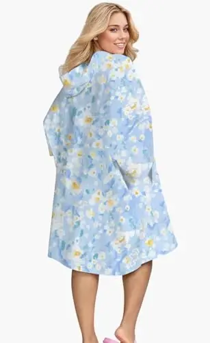 KFUBUO Surf Poncho Changing Towel Swim Robe with Pocket Plus Size Terry Cloth Swim Cover Up for Women Towel Poncho Hoodie - 2