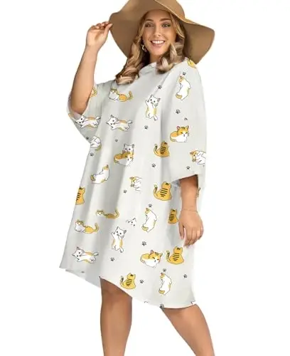 KFUBUO Surf Poncho Changing Towel Swim Robe with Pocket Plus Size Terry Cloth Swim Cover Up for Women Towel Poncho Hoodie - 1