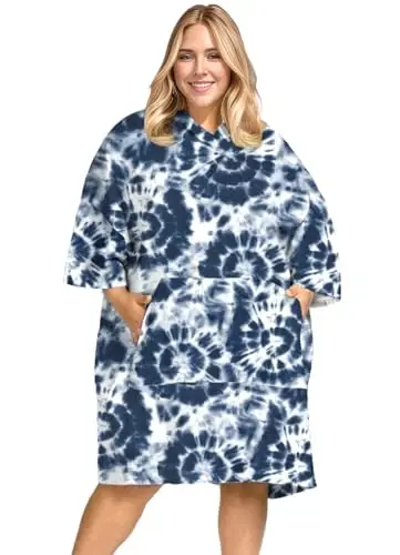 KFUBUO Surf Poncho Almashtirish Sochig'i Cho'milish Xalatasi cho'ntak bilan Plus Size Terry Mato Ayollar uchun Cho'milish Ustki Kiyimi Sochiq Poncho Hoodie - 3