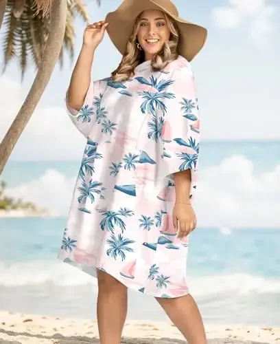 KFUBUO Surf Poncho Almashtirish Sochig'i Cho'milish Xalati cho'ntak Plus Size Terry Mato bilan Ayollar uchun Cho'milish Qopqog'i Sochiq Poncho Hoodie - 6