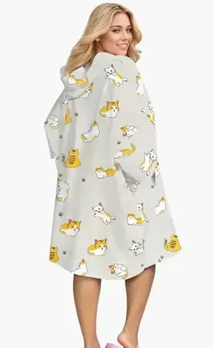 KFUBUO Surf Poncho Almashtirish Sochig'i Cho'milish Xalati cho'ntakli Plus Size Terry Mato Ayollar uchun Cho'milish Kiyimi Sochiq Poncho Hoodie - 2