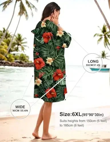 KFUBUO Surf Poncho Almashtirish Sochig'i Suzish Xalati cho'ntakli Plus Size Terry Mato Suzish Kiyimi Ayollar uchun Sochiq Poncho Hoodie - Modazone (1)