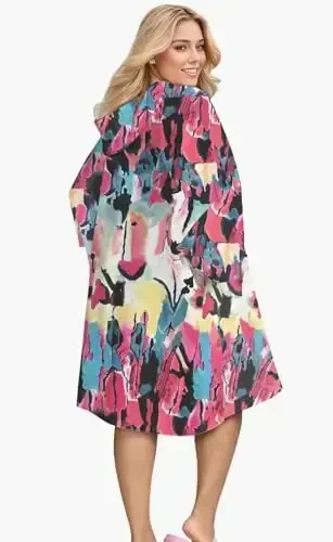 KFUBUO Surf Poncho Almashtirish Suyuqligi cho'ntagi bilan katta o'lchamli Terry Cloth suzish qopqog'i ayollar uchun Suyuqlik Poncho Hoodie - 2