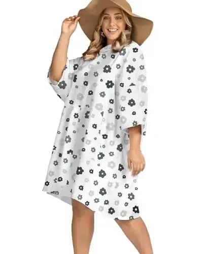 KFUBUO Surf Poncho Changing Towel Swim Robe with Pocket Plus Size Terry Cloth Swim Cover Up for Women Towel Poncho Hoodie - 1