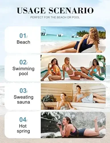 KFUBUO Surf Poncho Changing Towel Swim Robe with Pocket Plus Size Terry Cloth Swim Cover Up for Women Towel Poncho Hoodie - 7