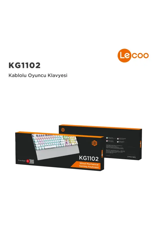 KG1102 USB Kabelli Red Switch Makro Tugmachali RGB Yoritilgan Mexanik O'yin Turkcha Q Metal Klaviatura-Ko'p Rangli - 8