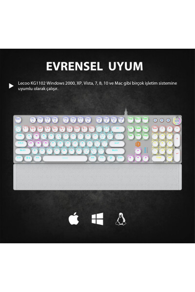 Kg1102 Usb Simli Makro Tugmali Rgb Led Yoritishli Mexanik Gaming Turk Q Metallik Klaviatura - 7