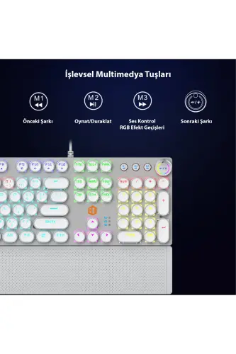 KG1102 USB Wired Red Switch Macro Key RGB Illuminated Mechanical Gaming Turkish Q Metallic Keyboard-Multi Color - 4